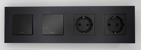Intrerupator mecanic + priza 4 doze configurabil cu rama de plastic (simplu, cap scar/cruce, priza cu wifi, etc). [1]