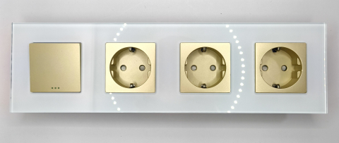 Intrerupator mecanic + priza 4 doze configurabil cu rama de sticla (simple, cap scar/cruce, prize cu wifi, etc), [5]
