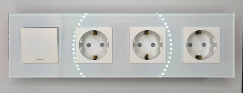 Intrerupator mecanic + priza 4 doze configurabil cu rama de sticla (simple, cap scar/cruce, prize cu wifi, etc), [1]