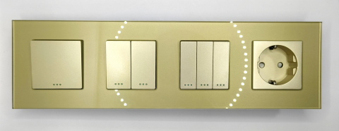 Intrerupator mecanic + priza 4 doze configurabil cu rama de sticla (simple, cap scar/cruce, prize cu wifi, etc). [1]