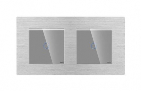 Intrerupator tactil 2 doze configurabil cu rama de aluminiu (simplu, dublu, triplu, cap scara, dimabil, etc.) [1]