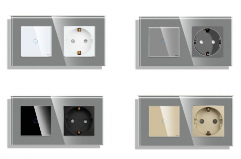 Intrerupator tactil + priza 2 doze configurabil (simplu, dublu, cap scara, draperie, priza USB, etc) [3]