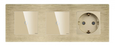 Intrerupator tactil + priza 3 doze configurabil cu rama de aluminiu (simple, cap scar/cruce, prize cu wifi, etc). [1]