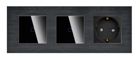Intrerupator tactil + priza 3 doze configurabil cu rama de aluminiu (simple, cap scar/cruce, prize cu wifi, etc). [1]