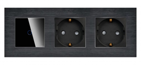 Intrerupator tactil + priza 3 doze configurabil cu rama de aluminiu (simple, cap scar/cruce, prize cu wifi, etc). [1]