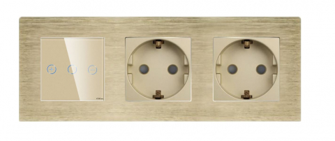 Intrerupator tactil + priza 3 doze configurabil cu rama de aluminiu (simple, cap scar/cruce, prize cu wifi, etc). [1]
