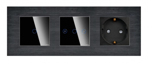 Intrerupator tactil + priza 3 doze configurabil cu rama de aluminiu (simple, cap scar/cruce, prize cu wifi, etc). [2]