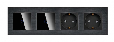 Intrerupator tactil + priza 4 doze configurabil cu rama de aluminiu (simple, cap scar/cruce, prize cu wifi, etc). [1]