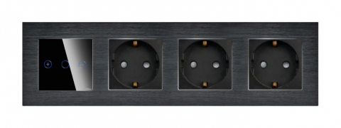 Intrerupator tactil + priza 4 doze configurabil cu rama de aluminiu (simple, cap scar/cruce, prize cu wifi, etc). [2]