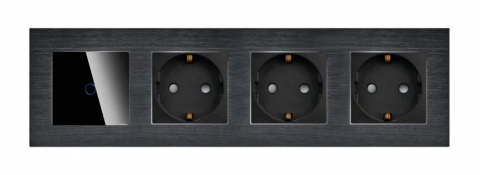 Intrerupator tactil + priza 4 doze configurabil cu rama de aluminiu (simple, cap scar/cruce, prize cu wifi, etc). [1]