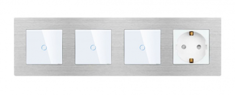 Intrerupator tactil + priza 4 doze configurabil cu rama de aluminiu (simple, cap scar/cruce, prize cu wifi, etc). [1]