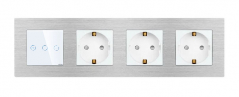 Intrerupator tactil + priza 4 doze configurabil cu rama de aluminiu (simple, cap scar/cruce, prize cu wifi, etc). [1]