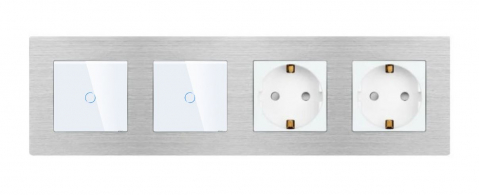 Intrerupator tactil + priza 4 doze configurabil cu rama de aluminiu (simple, cap scar/cruce, prize cu wifi, etc). [1]