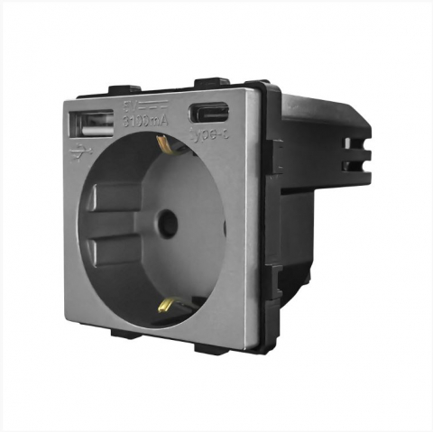 Prize - Modul priza Schuko + USB-A + USB-C 20W Fast Charge