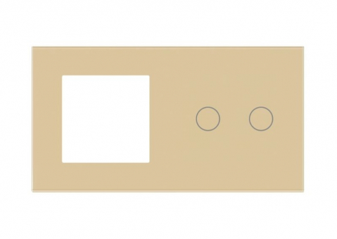 Panou Intrerupator priza + intrerupator 2 doze configurabil (simplu, dublu, draperie, etc. ) DOAR PANOUL DE STICLA!!! FARA MODULE!!! [1]