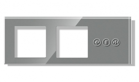 Panou Intrerupator tactil + priza 3 doze configurabil (simplu, dublu, draperie, etc, )  DOAR PANOUL DE STICLA!!! FARA MODULE!!! [3]