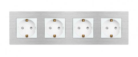 Priza configurabila 4 doze cu rama de aluminiu (simple, USB, Wifi, etc.) [1]