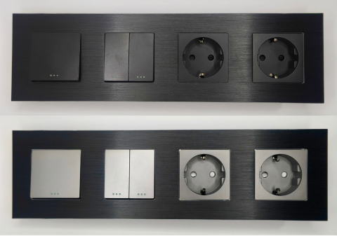 Priza configurabila 4 doze cu rama de aluminiu (simple, USB, Wifi, etc.) [3]