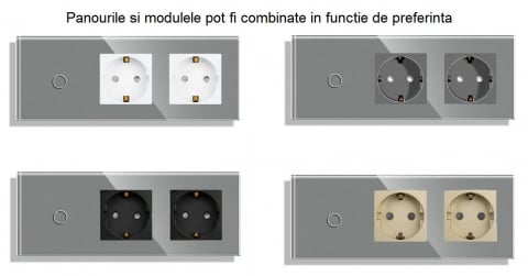 Priza + intrerupator tactil 3 doze configurabil (simple, cap scar/cruce, prize cu wifi, etc) [2]