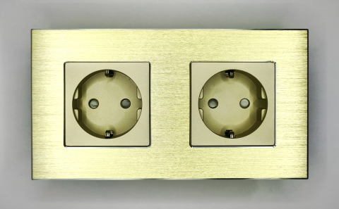 Priza + priza (dubla) configurabila 2 doze cu rama de aluminiu (simple, USB, Wifi, etc.) [1]