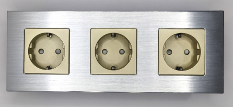 Priza tripla configurabila 3 doze cu rama din aluminiu (simple, USB, Wifi, etc.) [5]