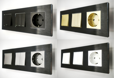Priza tripla configurabila 3 doze cu rama din aluminiu (simple, USB, Wifi, etc.) [8]