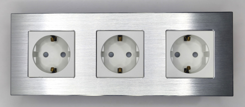 Priza tripla configurabila 3 doze cu rama din aluminiu (simple, USB, Wifi, etc.) [1]