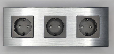 Priza tripla configurabila 3 doze cu rama din aluminiu (simple, USB, Wifi, etc.) [3]