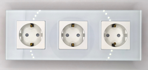 Priza tripla configurabila 3 doze cu rama din sticla (simple, USB, Wifi, etc.) [1]