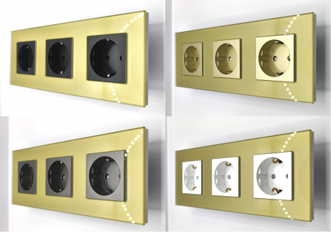 Priza tripla configurabila 3 doze cu rama din sticla (simple, USB, Wifi, etc.) [2]