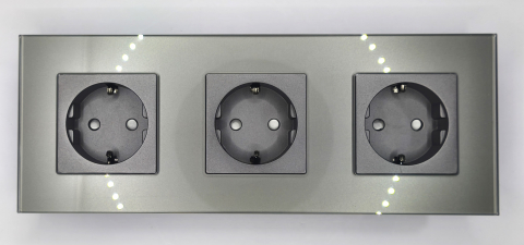 Priza tripla configurabila 3 doze cu rama din sticla (simple, USB, Wifi, etc.) [1]