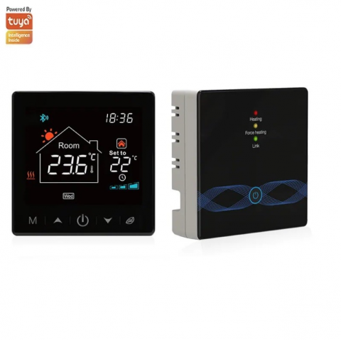 TOR-25 Portabil Termostat Inteligent, cu WiFi+RF, ecran tactil, pentru centrale pe gaz, incalzire in pardoseala Negru [2]