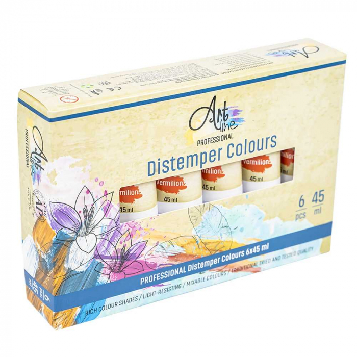 Tempera Art, ROSU, 45ml, 6 buc/set - ARTLINE [1]
