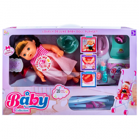 Papusi si accesorii - Bebelus cu accesorii + carucior