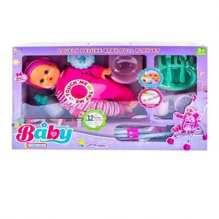 Papusi si accesorii - Bebelus muzical care face pipi + accesorii