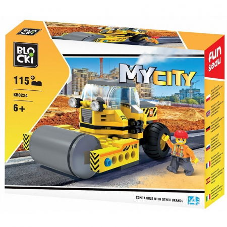 Cuburi constructie si jocuri constructii - Blocki My City, Masina cu cilindru asfaltare, 115 piese