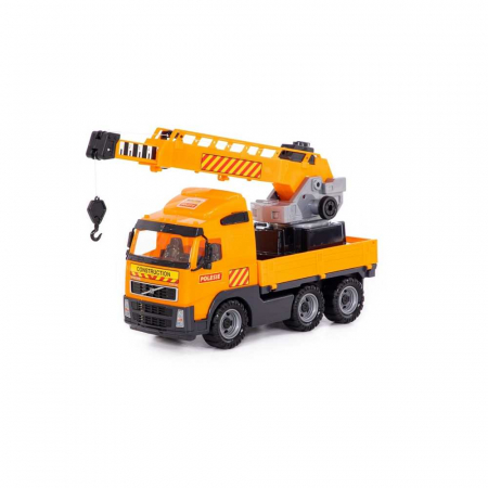 Masini Plastic - Metal - Camion cu macara - Volvo PowerTruck, 72x19x32 cm, Wader