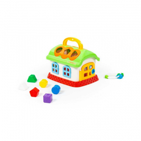Jucarii bebelusi - Casuta educativa + forme, 23x18x16 cm, Wader