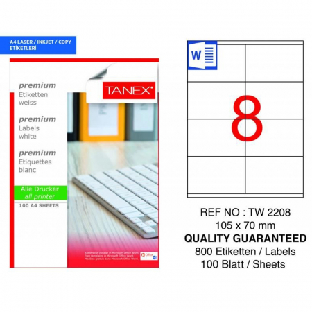 ACCESORII BIROU - Etichete 105x70mm, 8/A4, 100/top - TANEX