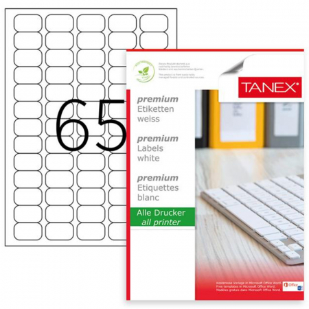 ACCESORII BIROU - Etichete 38,1x21.2mm, 65/A4, 100/top, colturi rotunde - TANEX