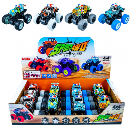 Set Masini - Set Motociclete - Jeep-uri Politie, cu frictiune, 8.8x8.2x7.8 cm, 8 buc/set