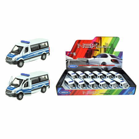 Set Masini - Set Motociclete - Masina Mercedes Benz Sprinter, politie, Welly - Toi-Toys