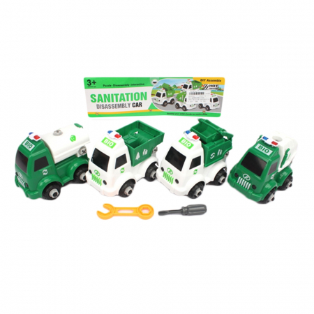 Set Masini - Set Motociclete - Masinute salubrizare demontabile, 4 buc/set