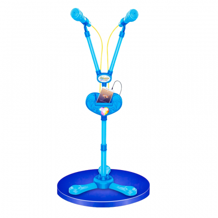 Instrumente Muzicale - Microfon dublu cu baterii si suport, pentru baieti