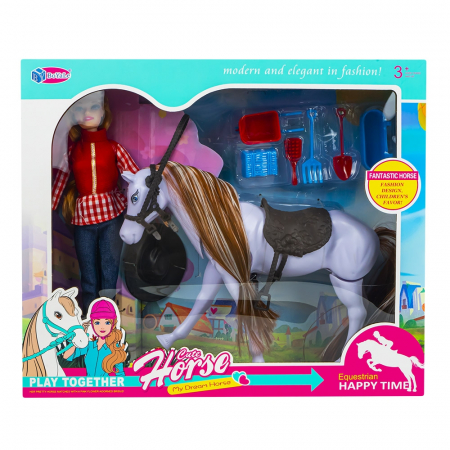 Papusi si accesorii - Papusa cu figurina calut si accesorii