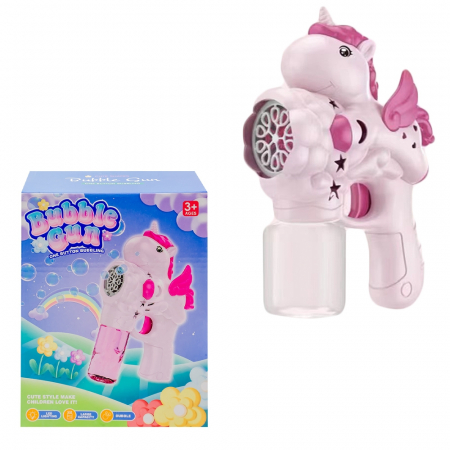 Jucarii de exterior - Pistol baloane de sapun, cu baterii, Unicorn