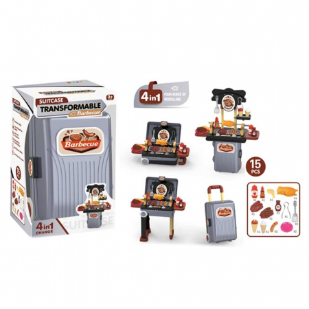 Papusi si accesorii - Play set barbeque, in troller, 15 piese