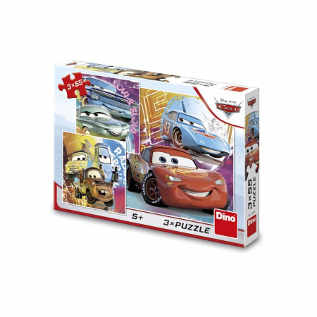 Puzzle - Puzzle Cars, 3x55 piese - DINO TOYS