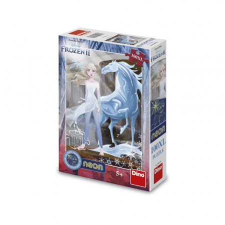 Puzzle - Puzzle neon Frozen, 100 piese - DINO TOYS
