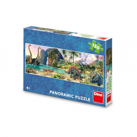 Puzzle - Puzzle panoramic Dinozauri, 150 piese - DINO TOYS